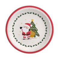 Piatti di Babbo Natale rossi e bianchi di 18 cm - 8 pezzi