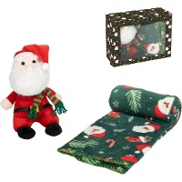 Peluche di Babbo Natale con coperta da 90 x 75 cm
