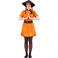 Costume da cinese rosso e giallo per donna