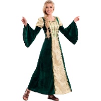 Costume da dama medievale verde scuro per donna