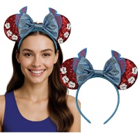 Cerchietto blu stile alien con orecchie e fiocco