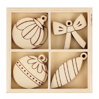 Figure in legno intagliato per decorazioni natalizie - 12 pezzi