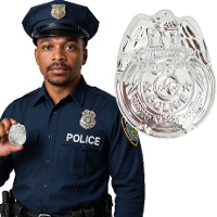 Distintivo di polizia argentato da 7 cm