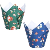 Capsule di carta a tulipano per muffin di Babbo Natale - PME - 24 pezzi