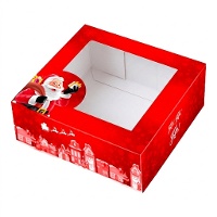 Scatola di 20 x 20 x 7,5 cm per torta decorata di Babbo Natale
