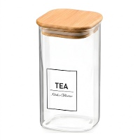 Barattolo da 1,2 L in borosilicato con coperchio in bambù Tea