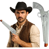 Pistola da cowboy argentata 30 cm