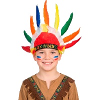 Copricapo indiano per bambini con piume multicolore