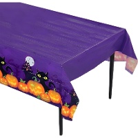 Tovaglia di Halloween con zucche e gatto - 1,83 x 1,32 m