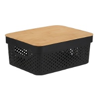 Scatola di 36 x 26 x 14 cm perforata con coperchio in bambù - 1 unità