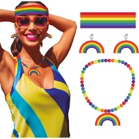 Set arcobaleno con collana, orecchini e fascia per capelli