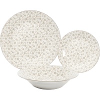 Servizio di piatti beige con fantasia floreale - 18 pezzi