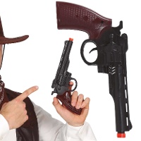 Pistola da cowboy nera e marrone - 26 cm