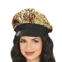 Cappello con visiera in paillettes