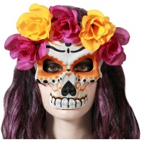 Maschera di Catrina con fiori - 1 unità