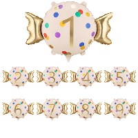 Palloncino Happy Birthday a forma di caramella con numero - 61 x 37 cm