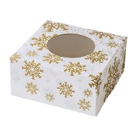 Scatola per dolci o cupcakes con fiocchi dorati di 17,5 x 17,5 x 8,5 cm
