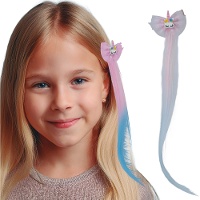 Ciocca rosa con unicorno da 35 cm