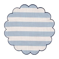 Tovaglietta individuale rotonda da 38 cm a righe blu e bianche