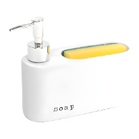 Dispenser di sapone con spugna bianca e allungata