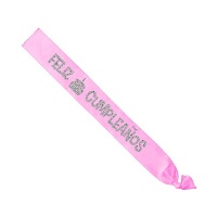Fascia Buon Compleanno bianca con lettere in glitter