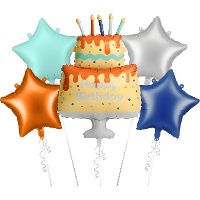 Bouquet di palloncini Happy Birthday multicolore - 5 pezzi