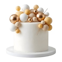 Topper per torta con sfere gialle, dorate e bianche - set da 32 pezzi