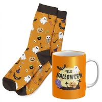 Set regalo di tazza e calzini Halloween cimitero